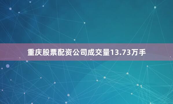 重庆股票配资公司成交量13.73万手